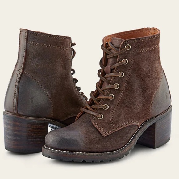 🍃💕FRYE Sabrina Waxed Suede All Leather Lace Up Bootie US 9.5 - Picture 3 of 16